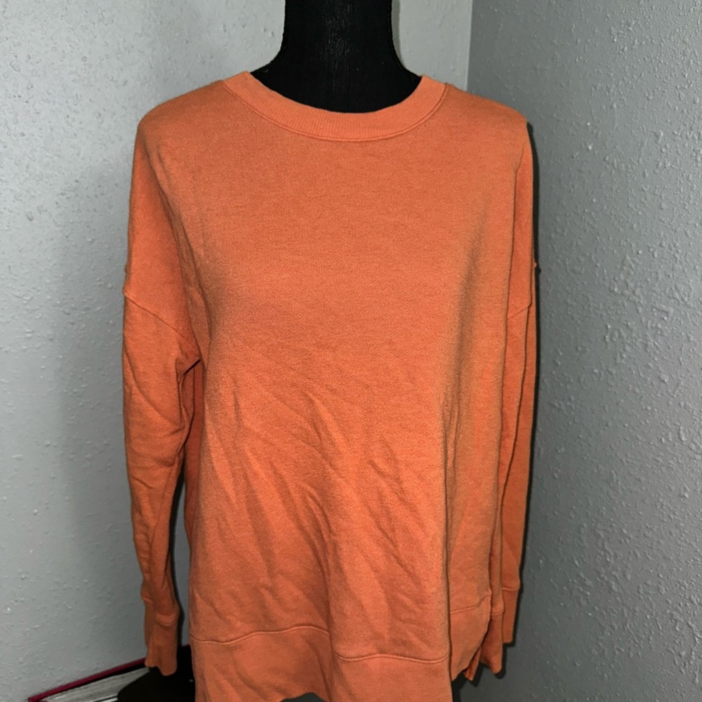 Time and Tru Men's Crewneck Sweater in Bright Orange